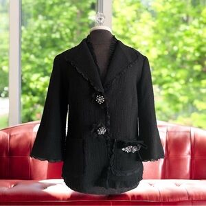 LAFAYETTE 148 New York size 10 Black blazer with fancy buttons vintage Elegant